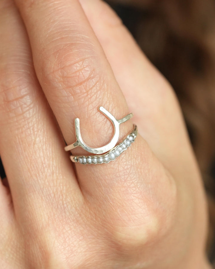 White Freshwater Pearl Wave Ring