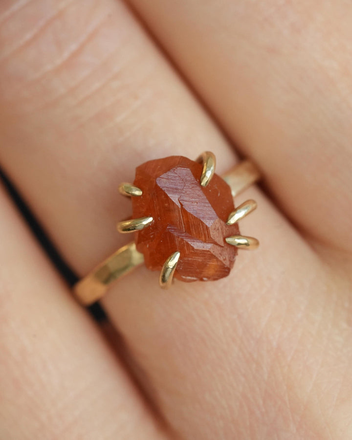 Orange Nature Faceted Garnet Ring