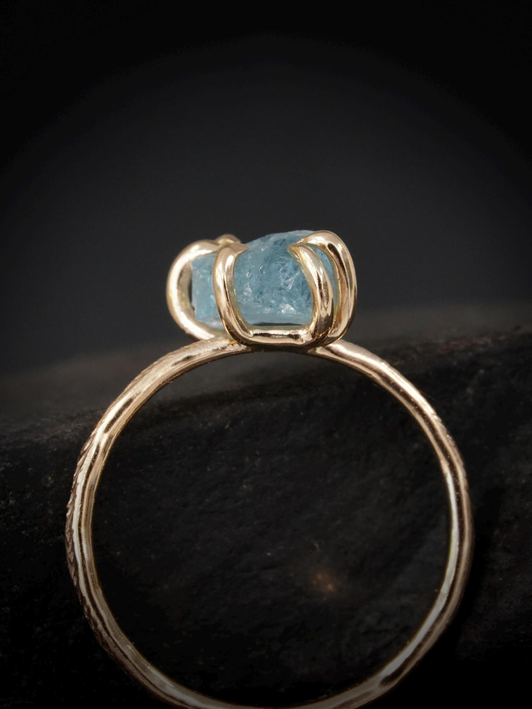 Raw Aquamarine Crystal Gold Ring