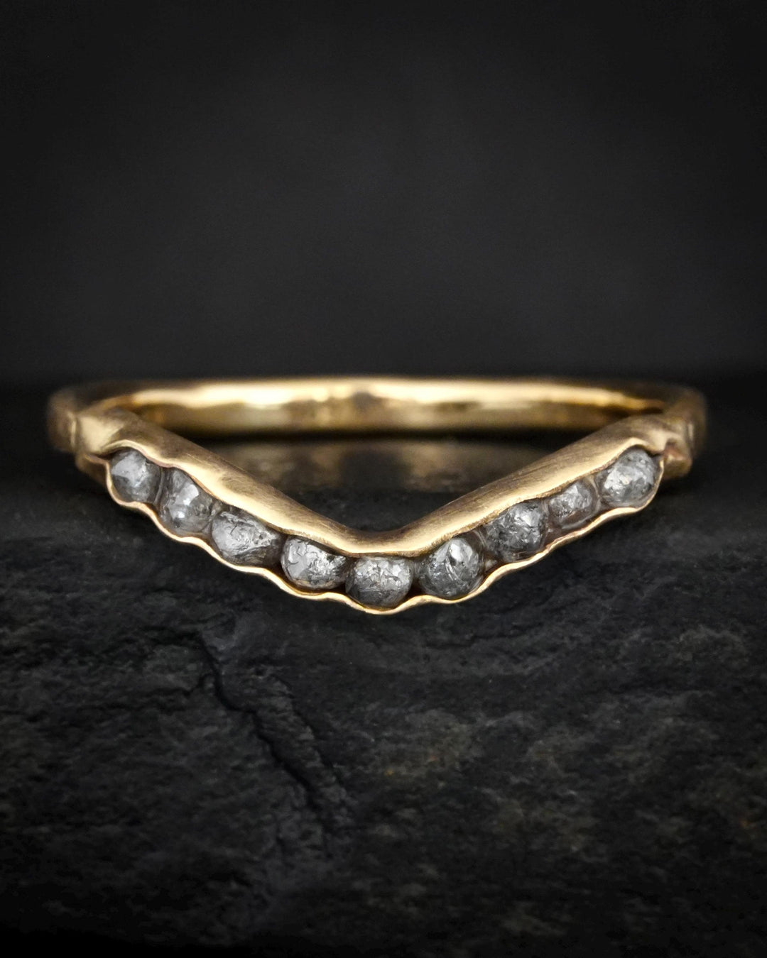 Raw Grey Diamond Wave Ring