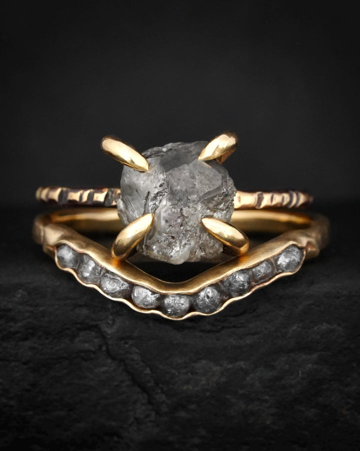 Raw Grey Diamond Wave Ring