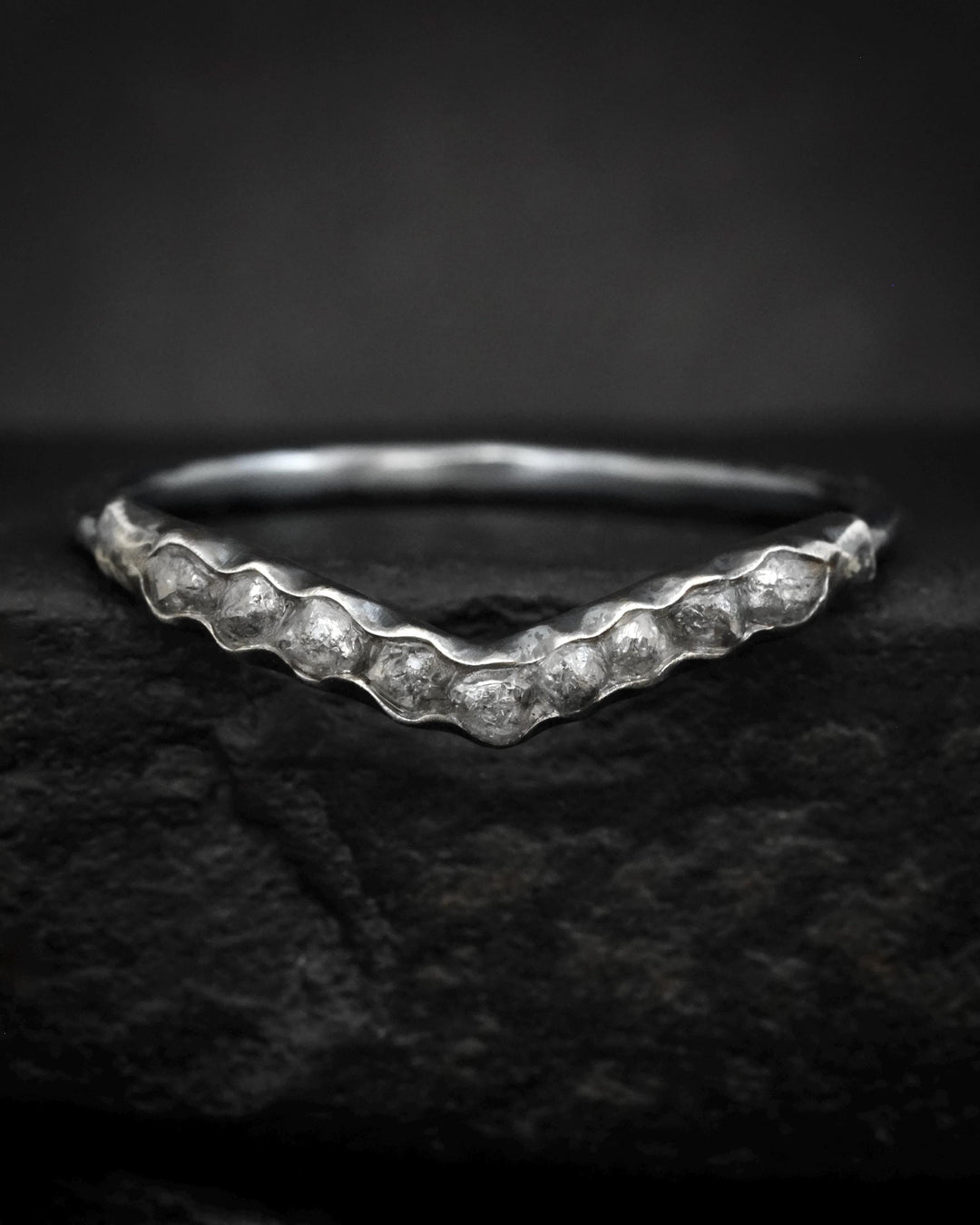 Raw Grey Diamond Wave Ring