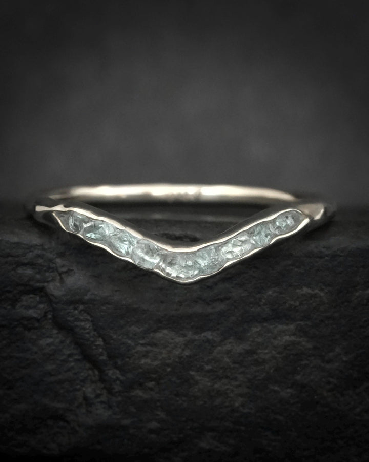 Unique Raw Aquamarine Wave Ring