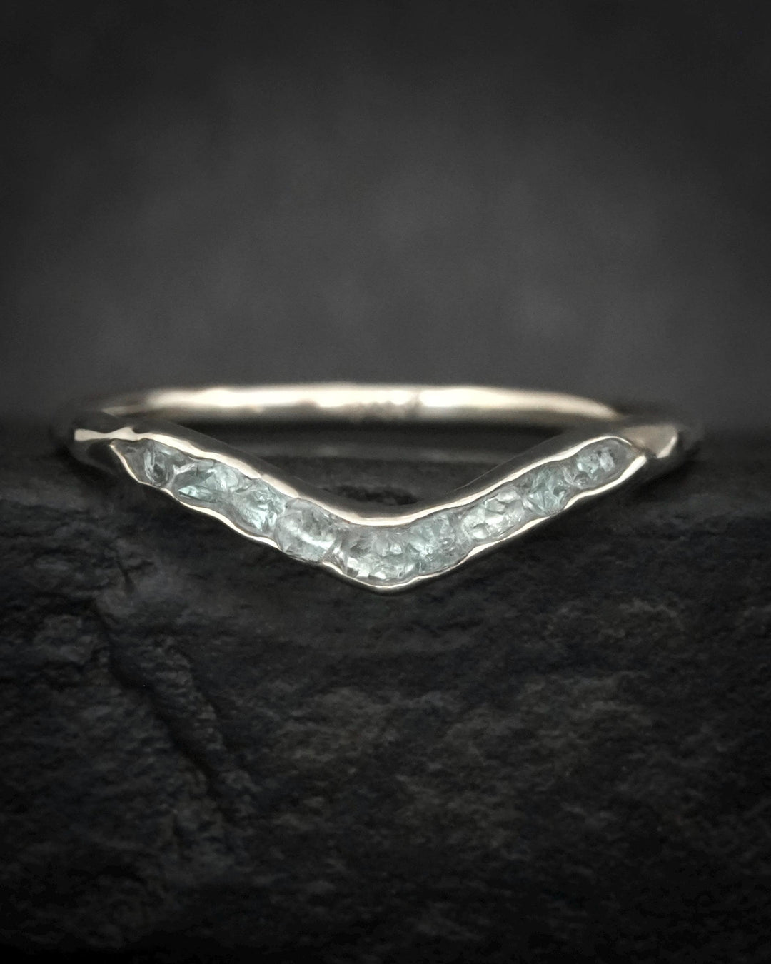 Unique Raw Aquamarine Wave Ring