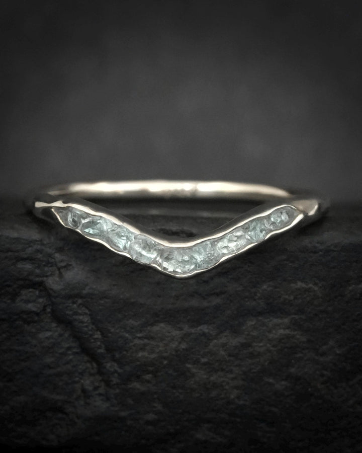Unique Raw Aquamarine Wave Ring