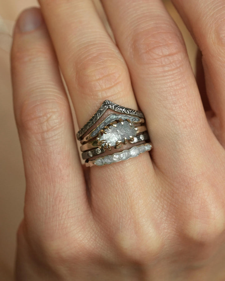 Unique Raw Aquamarine Wave Ring