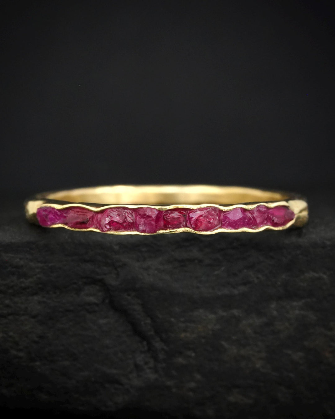 Slim Raw Ruby Wedding Band