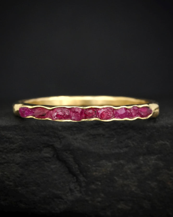 Slim Raw Ruby Wedding Band