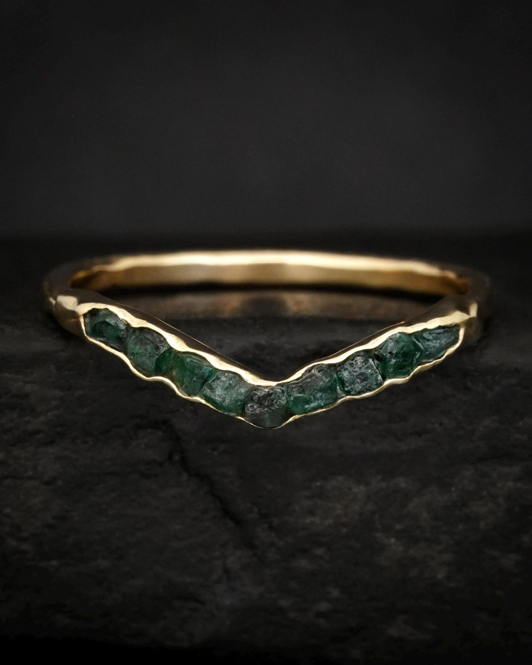 Raw Emerald Wave Ring