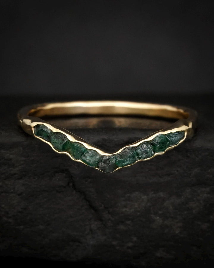 Raw Emerald Wave Ring