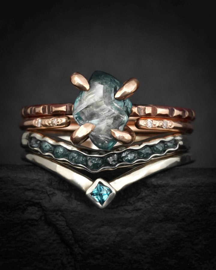 Raw Blue Diamond Wave Ring
