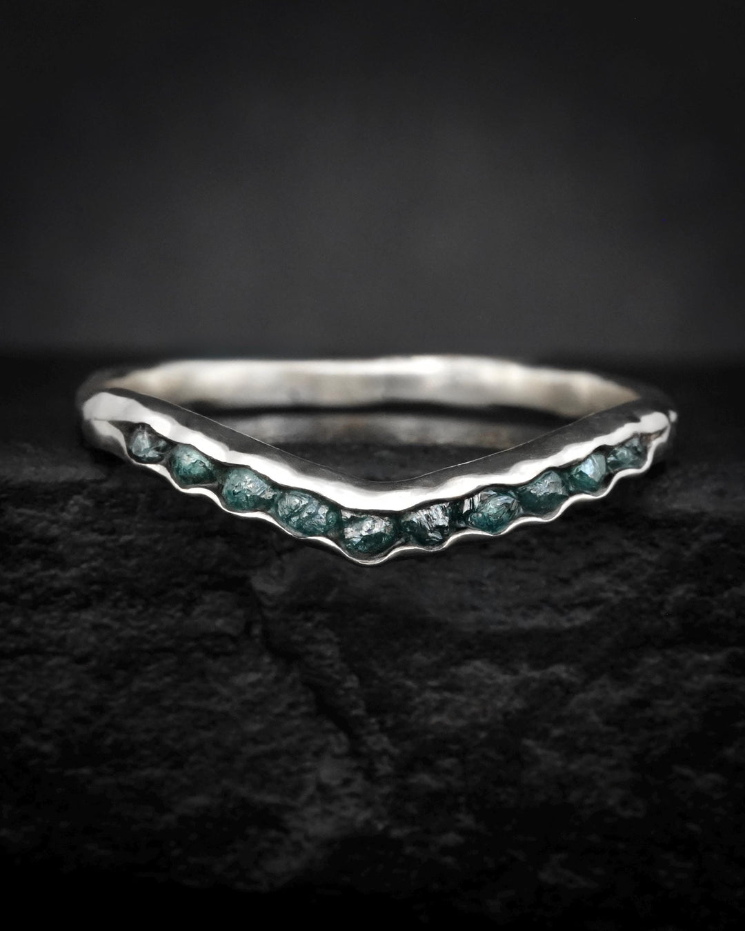 Raw Blue Diamond Wave Ring