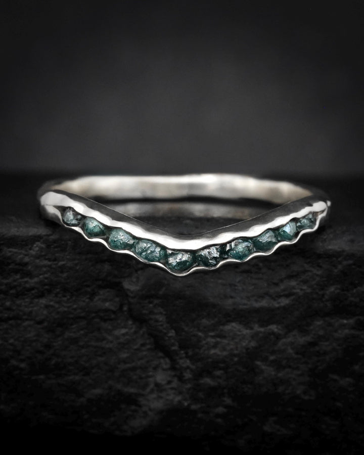 Raw Blue Diamond Wave Ring