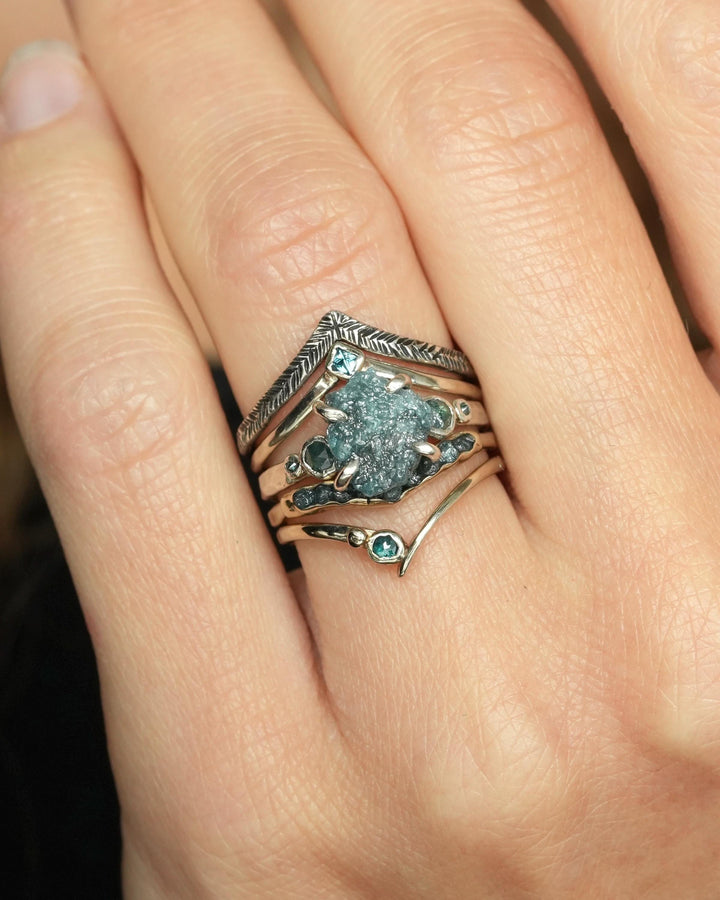 Raw Blue Diamond Wave Ring
