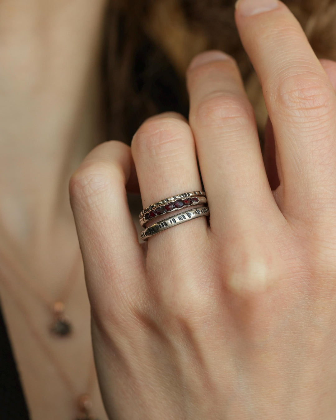 Raw Red Pyrope Garnet Ring