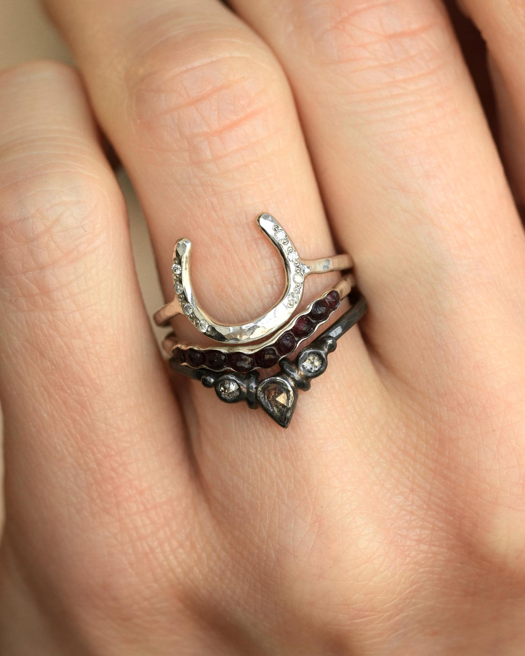 Raw Czech Garnet Wave Ring