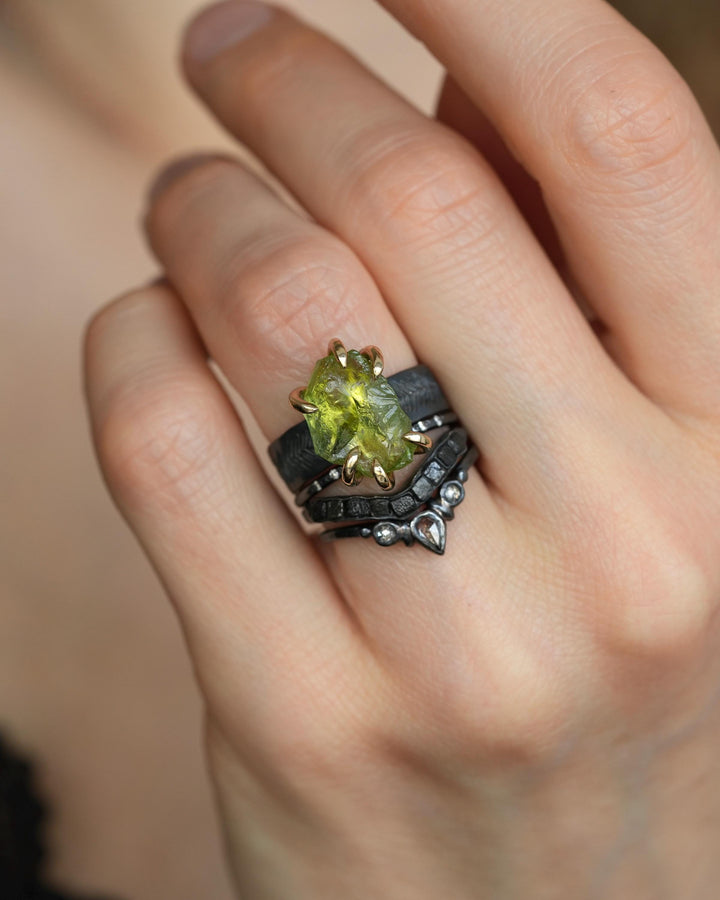 Raw Peridot Statement Ring