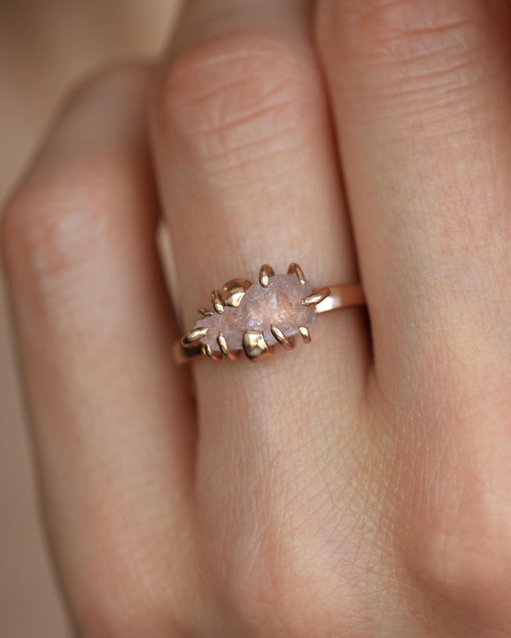 Raw Morganite Crystal Ring