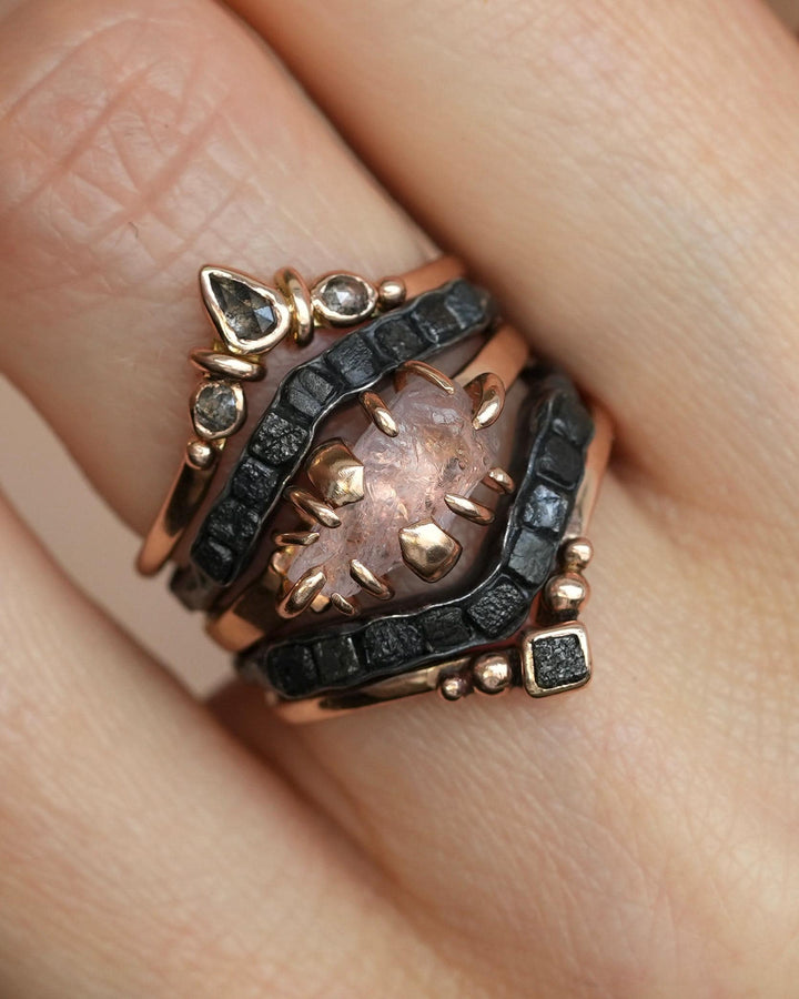 Raw Morganite Crystal Ring