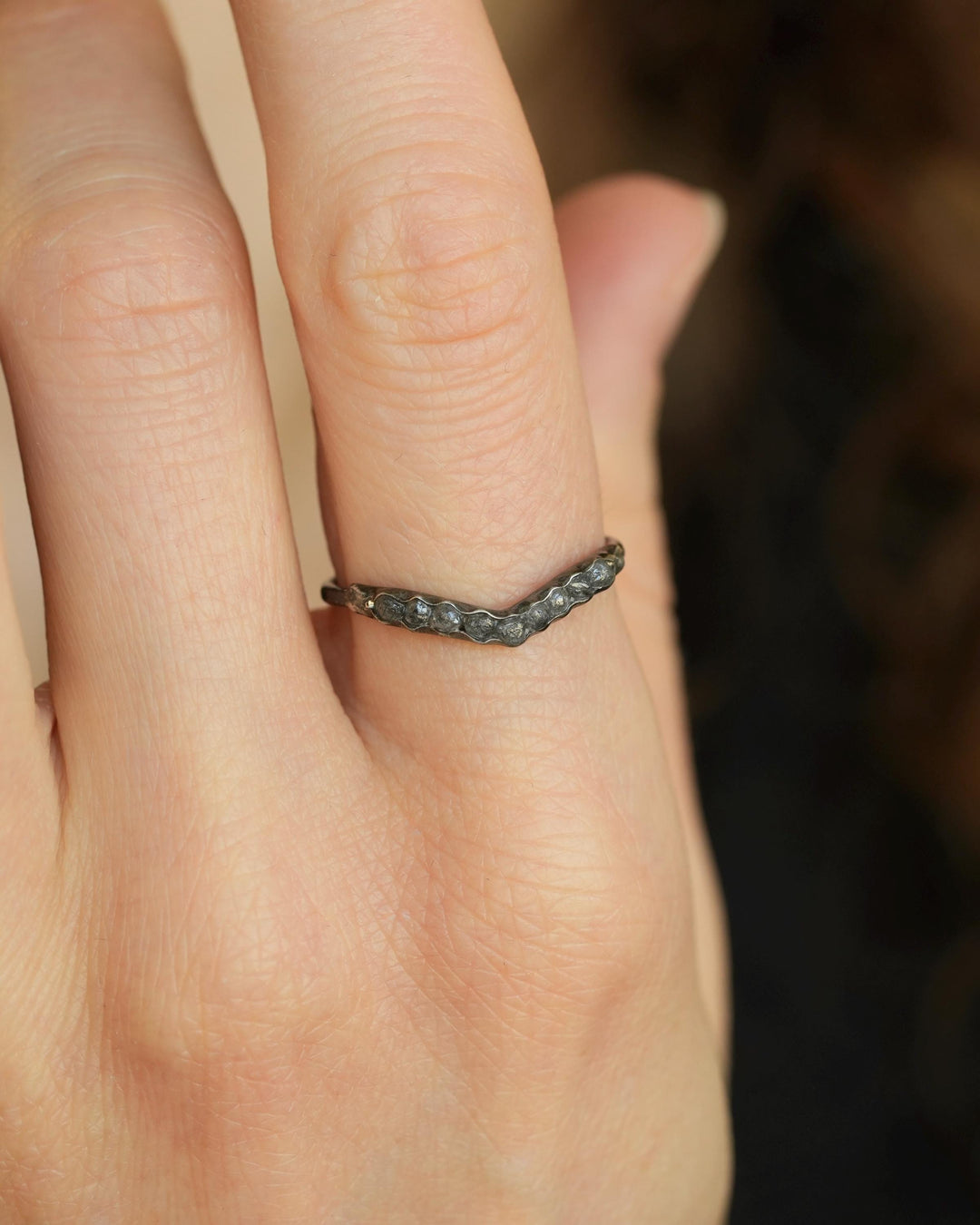 Raw Grey Diamond Wave Ring