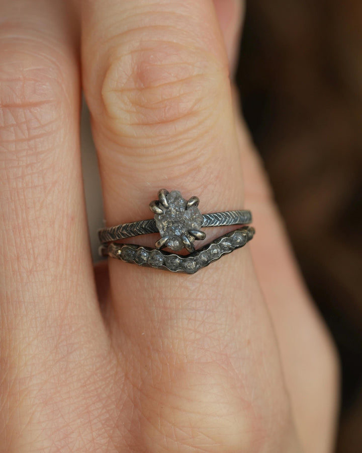 Raw Grey Diamond Wave Ring