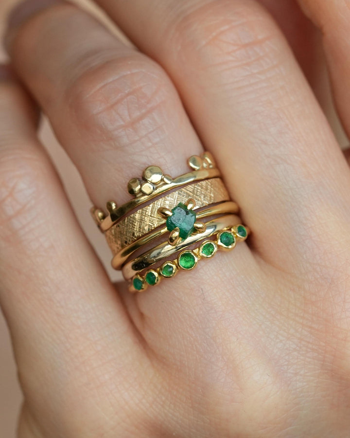 Raw Natural Emerald Crystal Ring