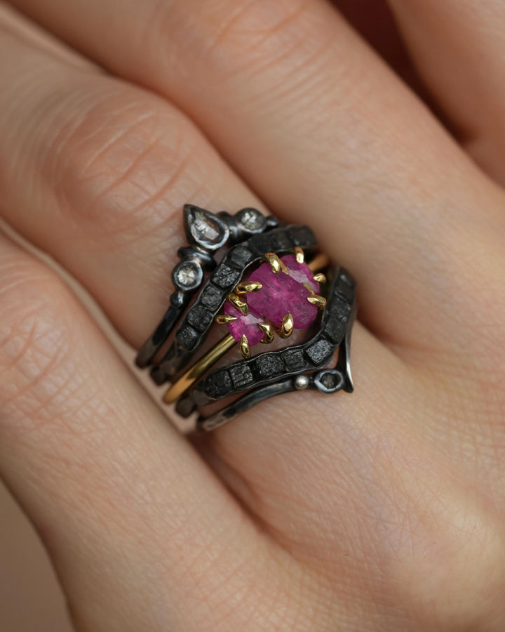 Natural Ruby Crystal Engagement Ring