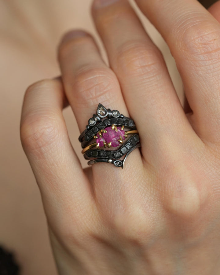 Natural Ruby Crystal Engagement Ring