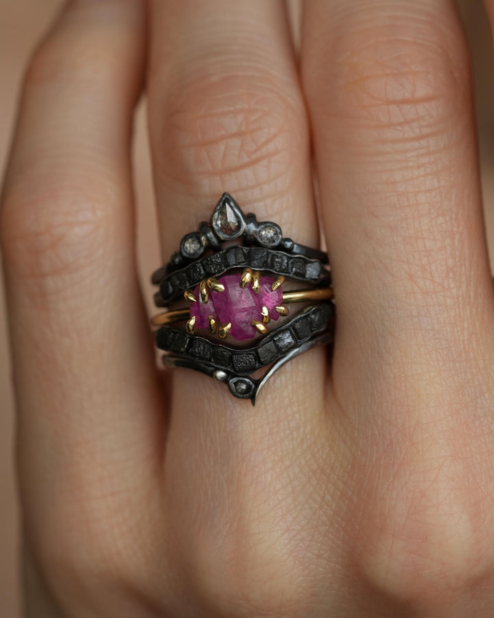 Natural Ruby Crystal Engagement Ring