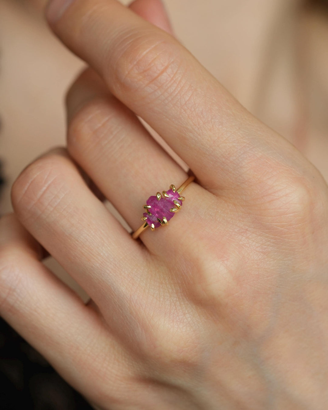 Natural Ruby Crystal Engagement Ring