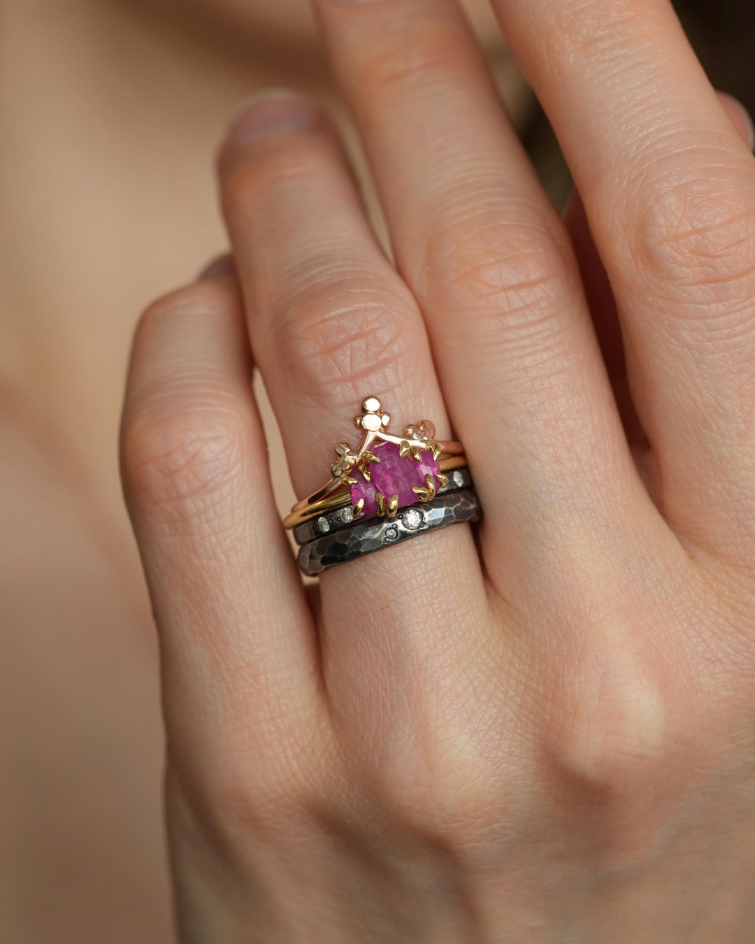 Natural Ruby Crystal Engagement Ring
