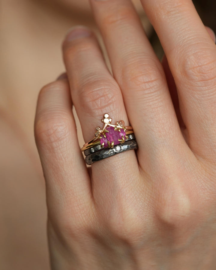 Natural Ruby Crystal Engagement Ring