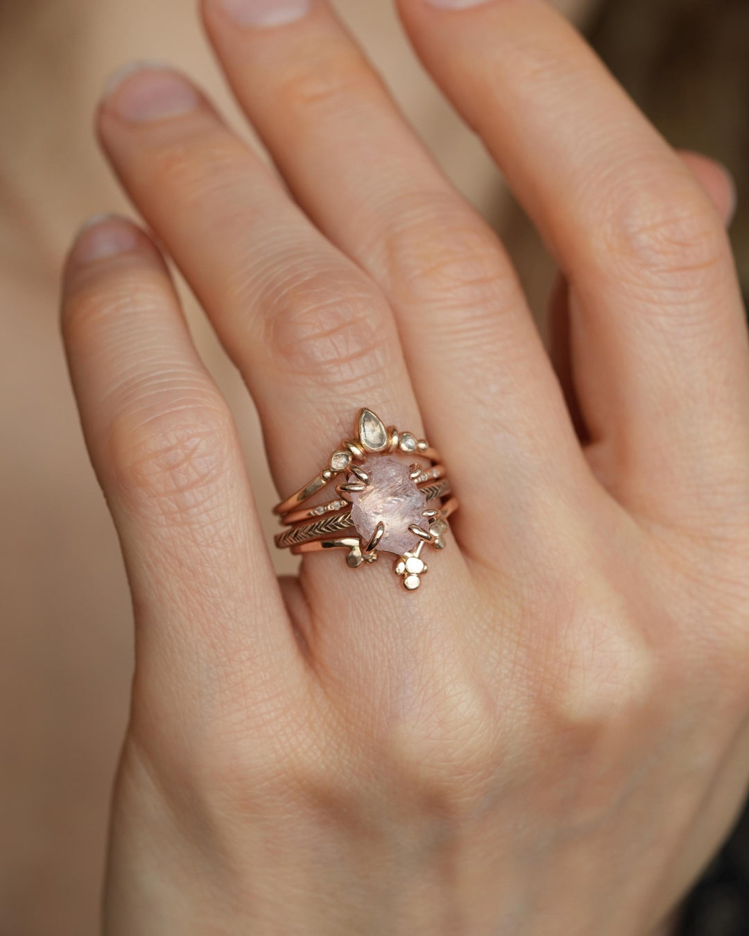 Raw Morganite Statement Ring