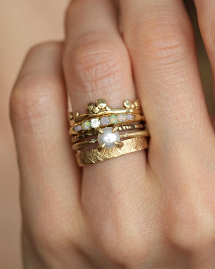 Delicate Matte Gold Pearl Ring