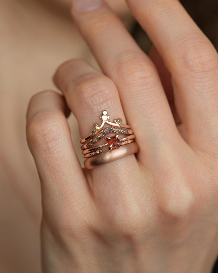Tiny Raw Orange Garnet Ring