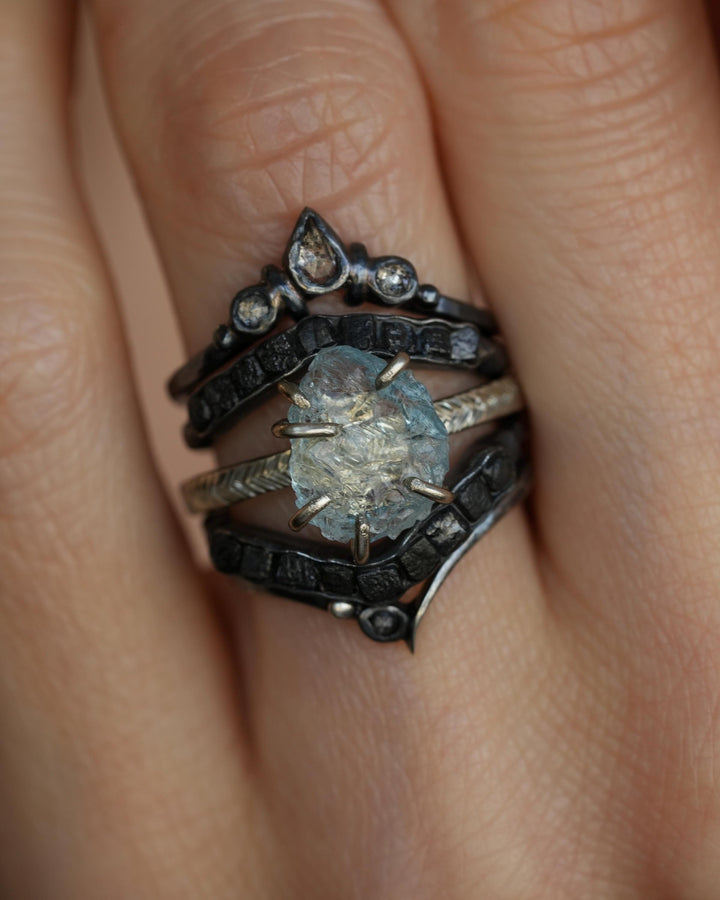 Raw Aquamarine Crystal Gold Ring