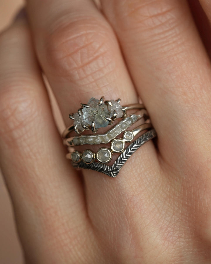 Raw Aquamariner and Diamond Ring