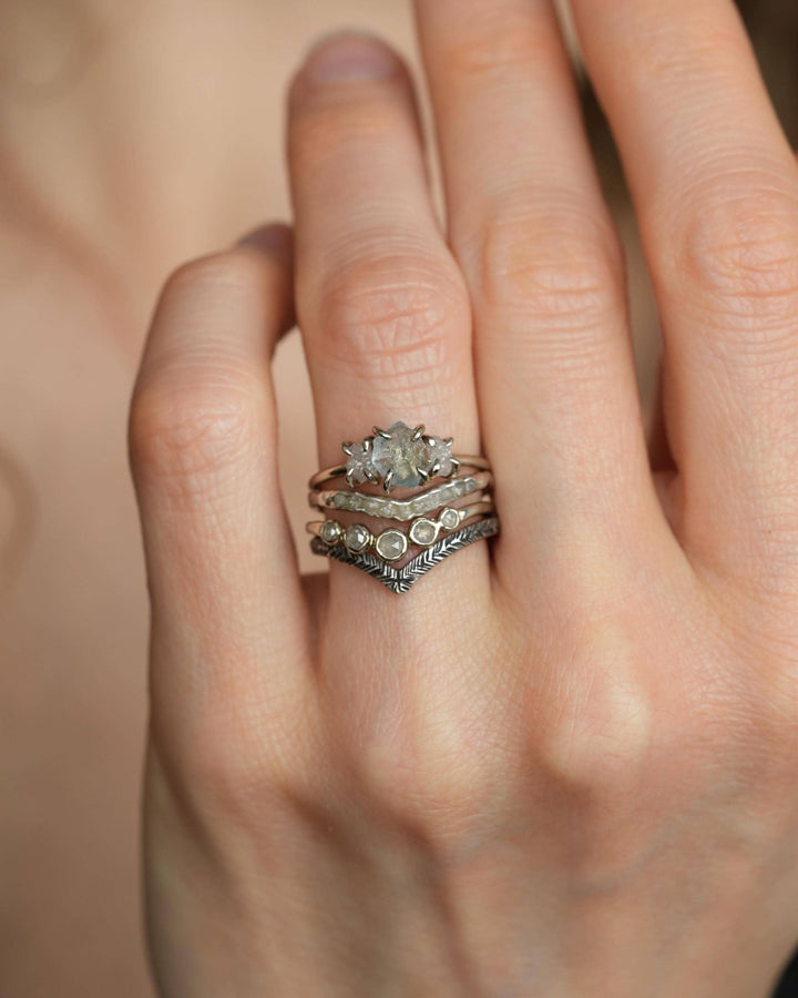 Raw Aquamariner and Diamond Ring