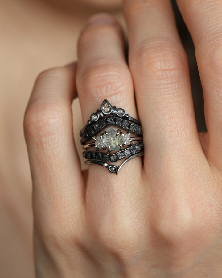 Raw Aquamariner and Diamond Ring