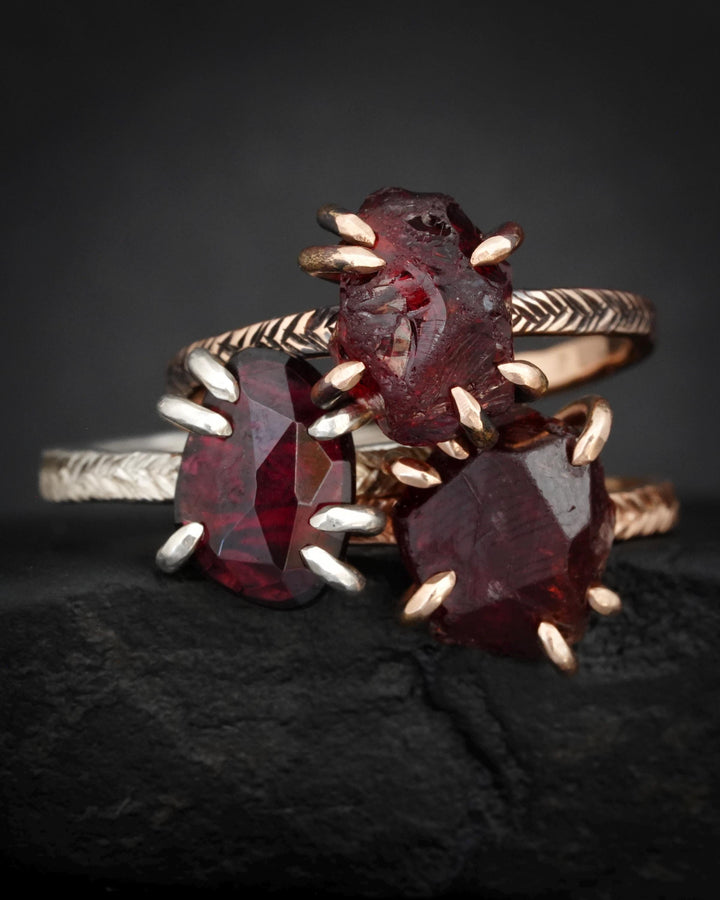 Raw Almandine Garnet Statement Ring