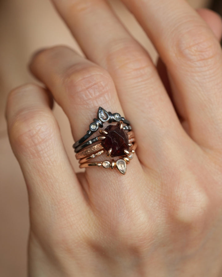Raw Almandine Garnet Statement Ring