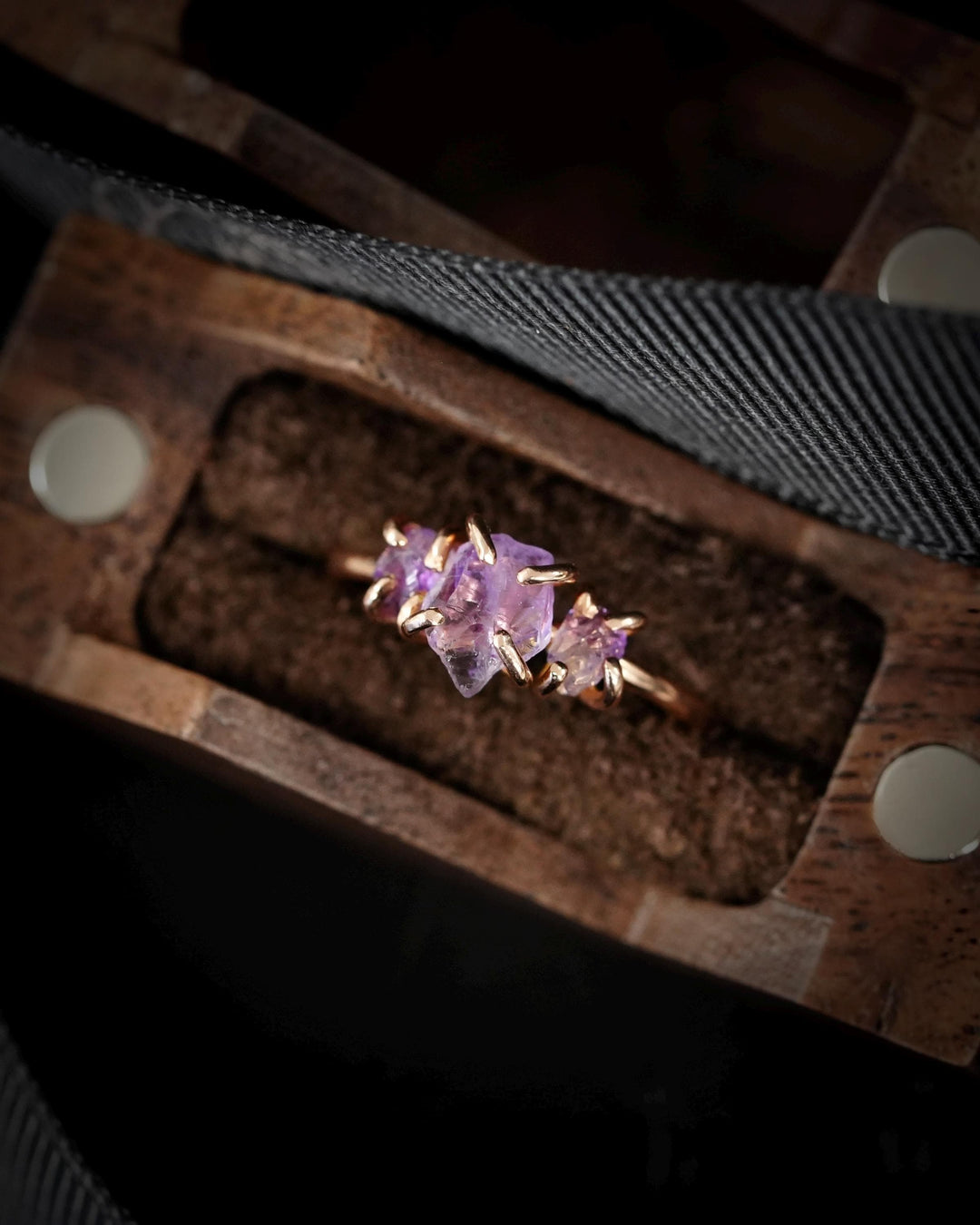 Raw Amethyst Crystal Cluster Ring