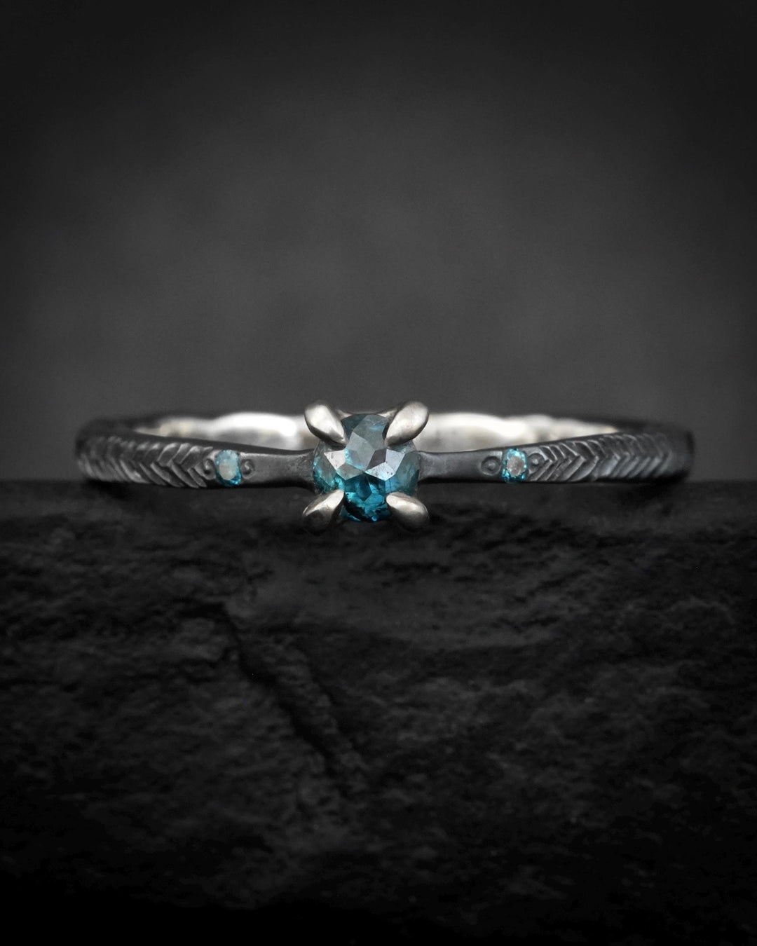 Round Blue Diamond Ring