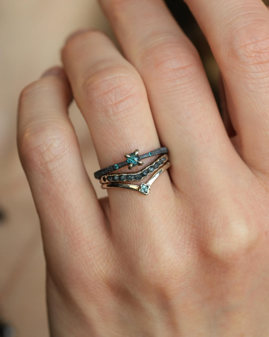 Round Blue Diamond Ring