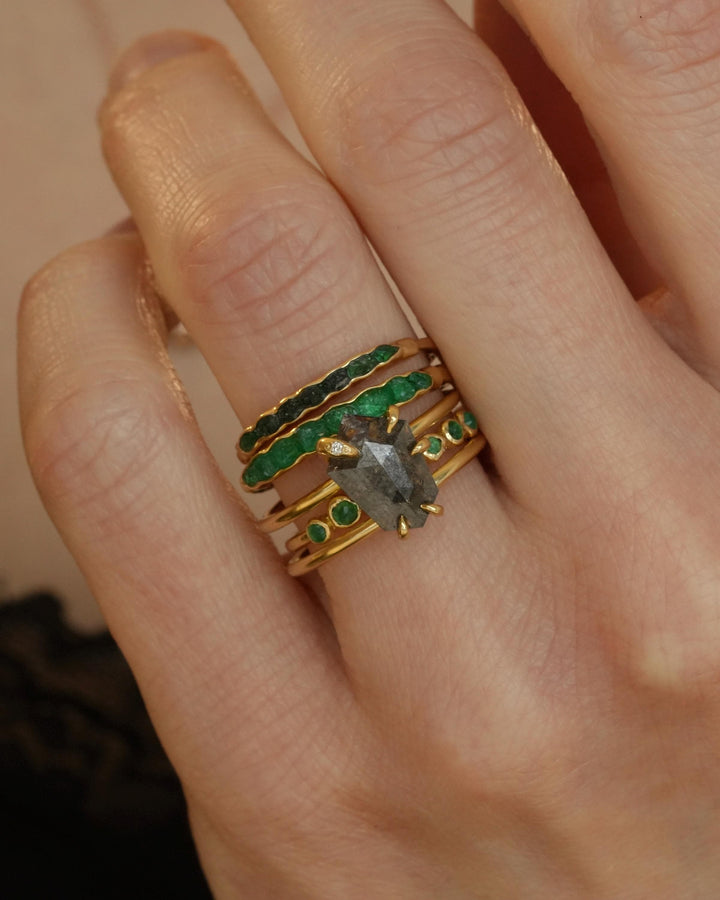 Gold Emerald Bubble Band
