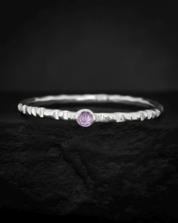 Delicate Round Amethyst Stacking Ring