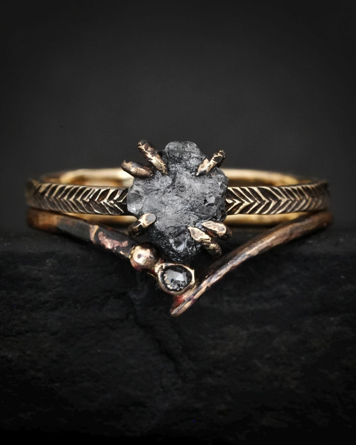Salt and Pepper Diamond Wave Ring