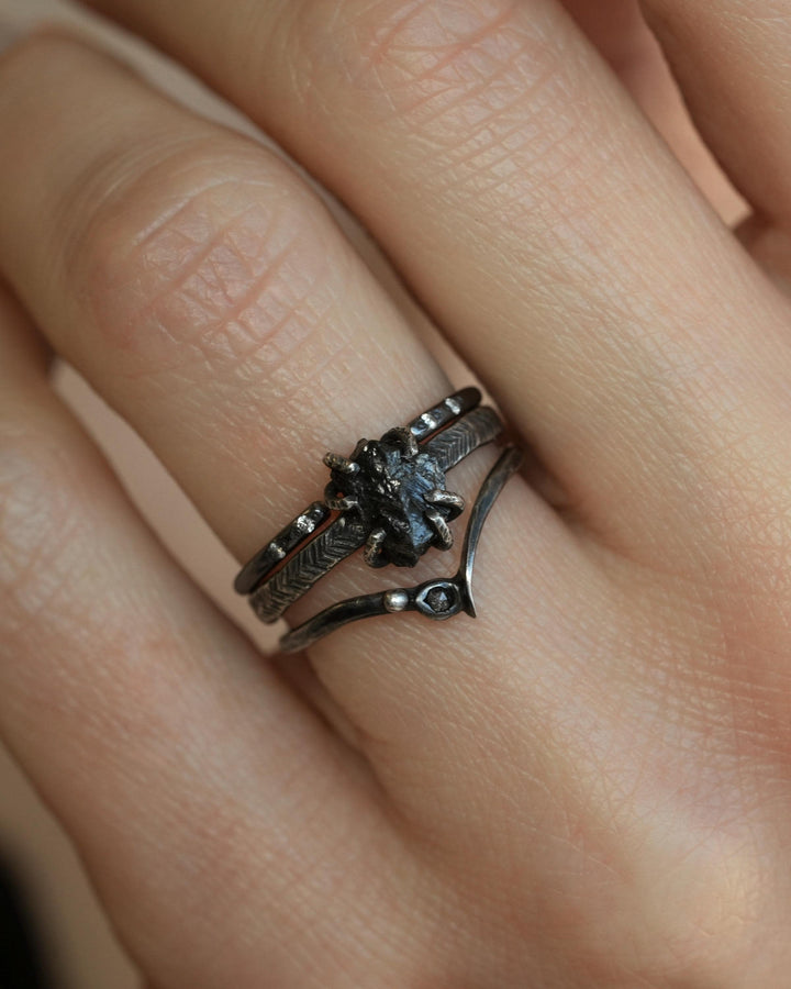 Salt and Pepper Diamond Wave Ring