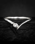 Round White Diamond Chevron Ring