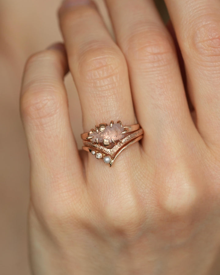 Asymmetrical Dainty Pearl Wave Ring